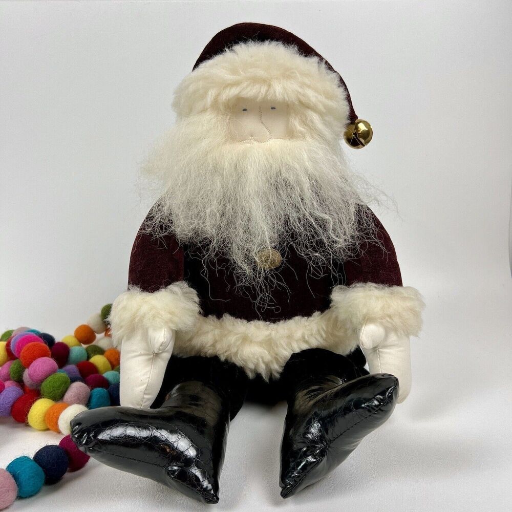 Woof & Poof 24" Plush Santa Christmas Holiday 2011 Shelf Sitter Velvet Real Fur